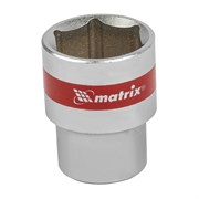 Головка торцевая, 22 мм, шестигранная, CrV, под квадрат 1/2, хромированная Matrix 13122