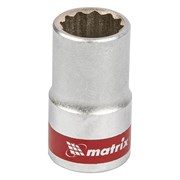 Головка торцевая, 14 мм, двенадцатигранная, CrV, под квадрат 1/2, хромированная Matrix 13688