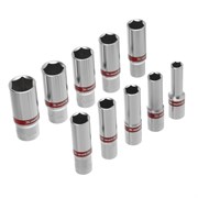 Набор удлиненных торцевых головок 3/8", 6 гранные, CrV, 8-19мм, 10 штук Matrix 13591