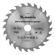 Пильный диск по дереву, 230 х 32 мм, 24 зуба, кольцо 30/32 Matrix Professional 73229
