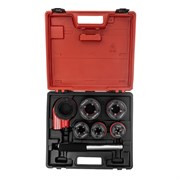 Набор клуппов 1/4-1/2-3/4-1-1.25"+ плашкодержатель с трещоткой, 8 предметов Matrix 77332