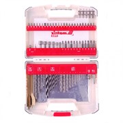 Набор сверл комбинированный, сверла по металлу 1-6 мм, бетону 4-8 мм, дереву 3-8 мм, перовые 16,22 мм, биты 44 шт, адаптер, головки 6 шт, 75 предметов Pro Matrix 725675