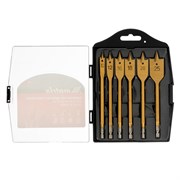 Набор сверл перовых по дереву, 10-12-16-18-20-25 мм, 6 шт, пластиковый кейс, Matrix 70445