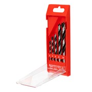 Набор сверл по дереву, 4-5-6-8-10 мм, 5 шт, цилиндрический хвостовиковик, пластиковый кейс, Matrix 70281