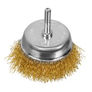 Щетка для дрели, 75 мм, "чашка" со шпилькой, латунированная витая проволока Matrix 74478