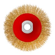 Щетка для УШМ, 100 мм, М14, "тарелка", латунированная витая проволока Matrix 74608