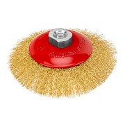 Щетка для УШМ, 125 мм, М14, "тарелка", латунированная витая проволока Matrix 74616