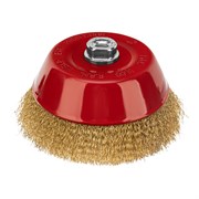 Щетка для УШМ, 150 мм, М14, "чашка", латунированная витая проволока Matrix 74607