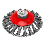 Щетка для УШМ, 100 мм, М14, "тарелка", крученая проволока 0.5 мм Matrix 74609