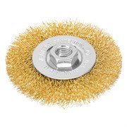 Щетка для УШМ, 100 мм, М14, плоская, латунированная витая проволока Matrix 74650