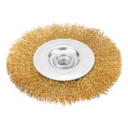 Щетка для УШМ, 125 мм, М14, плоская, латунированная витая проволока Matrix 74651