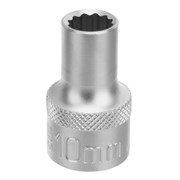 Головка торцевая, 10 мм, двенадцатигранная, CrV, под квадрат 1/2, хромированная Stels 13651