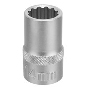 Головка торцевая, 14 мм, двенадцатигранная, CrV, под квадрат 1/2, хромированная Stels 13659