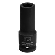 Головка ударная удлиненная шестигранная, 15 мм, 1/2, CrMo Stels 13942