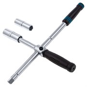 Ключ-крест баллонный, складной с изменяющимся рычагом, 17 мм, 19 мм, 21 мм, 23 мм, CrV, хромированный Gross 14270