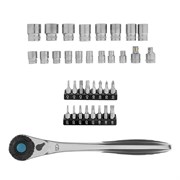 Набор торцевых головок, трещотка 120 зубьев, 1/2", CrV, 36 предметов Gross 14144