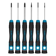 Набор отверток для точной механики, CrMo, двухкомпонентные рукоятки, 6 шт, пластиковый бокс Gross 13347