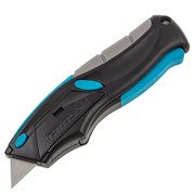 Нож ремонтно-монтажный, трехкомпонентная рукоятка, автовыброс, возврат лезвия, пистолетного типа, 170 мм, 5 запасных лезвий Gross 78870