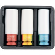 Набор ударных головок, удлиненные, 1/2, шестигранные, CrMo, 3 шт, 17 мм, 19мм, 21мм Gross 13513