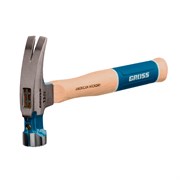Молоток-гвоздодер, 380 г, угол 75, магнит, обрезиненная рукоятка AMERICAN HICKORY GROSS 10413