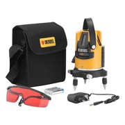 Лазерный уровень LX3, 10 м, ± 0,3 мм/1 м, 635 нм, 4 вертикальных, 1 горизонтальная плоскости, резьба 5/8" Denzel 35070