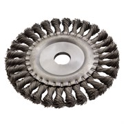 Щетка для УШМ, 150 мм, "Плоская", крученая нержавеющая проволока 0.5мм, посадка 22.2 мм Denzel 746343