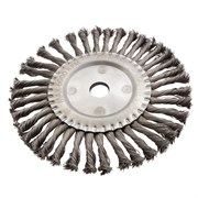 Щетка для УШМ, 200 мм, "Плоская", крученая нержавеющая проволока 0.5 мм, посадка 22.2 мм Denzel 746383
