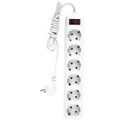 Удлинитель бытовой, с заземлением и выключателем, 2 м, 6 розеток, 10 A, серия УХз10 Denzel 95980