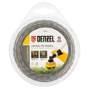 Леска двухкомпонентная для триммера квадратная витая, 2,4 мм х 15 м, EXTRA CORD. DENZEL