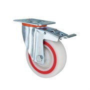 Колесо полипропиленовое поворотное с тормозом EMES EM01 MBTM 125 F