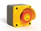 Металлический кнопочный пост EMAS желто-серый с аварийной кнопкой с маркировкой M1C200EE - фото 326636