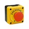 Пост EMAS черно-желтый с табличкой, аварийной кнопкой "Грибок" с фиксацией (1НO) P1EC300E40K - фото 326893